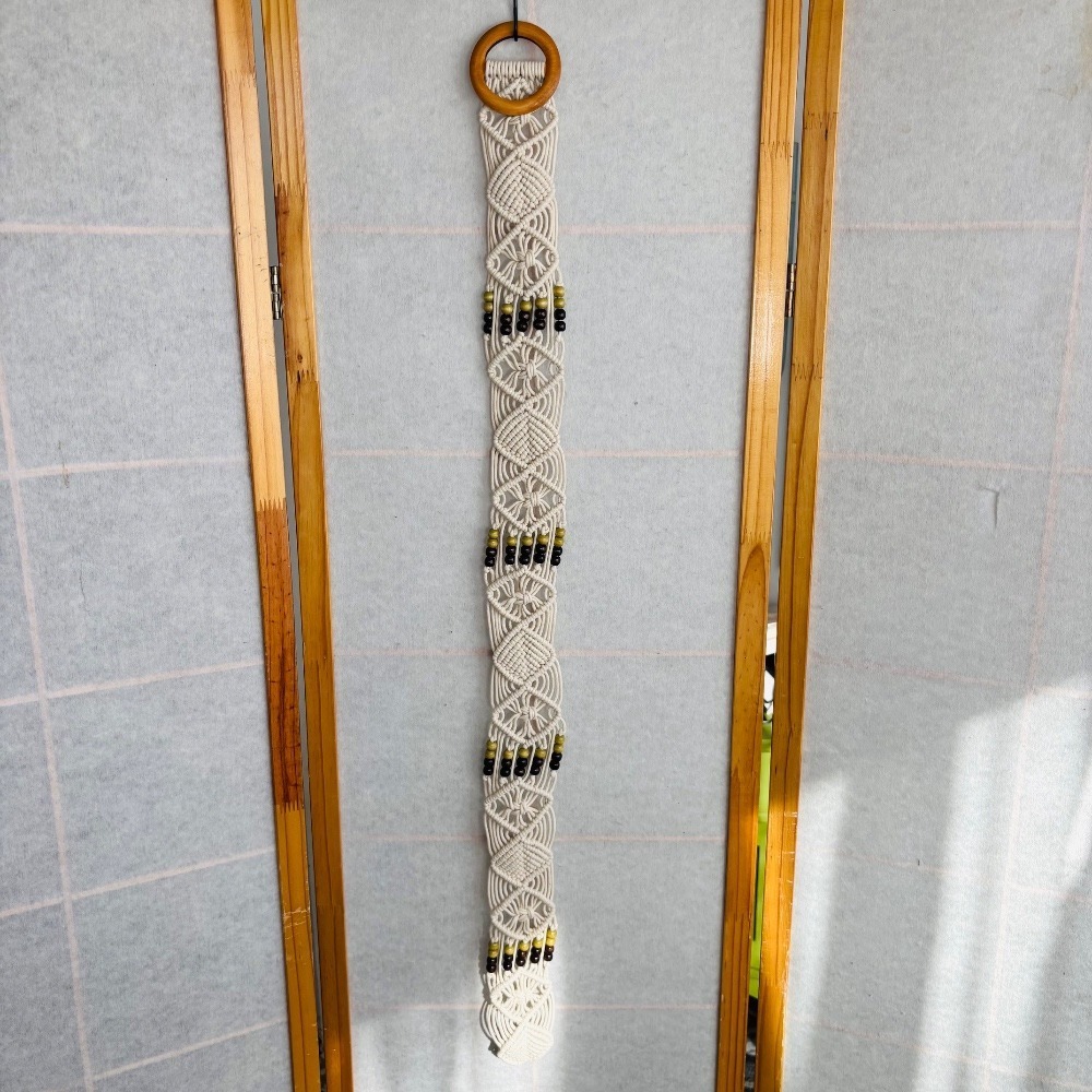 Boho Macrame Hippie Belt‎ Crochet Beaded Western Country Vintage 70s 80s - Picture 2 of 8